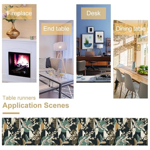 Cranes Table Runner, Japanese Cherry Blossoms Print Asia Oriental Theme Table Runner for Home Party Dining Banquet 13x36in - color: Crane-2, size: 13x36in