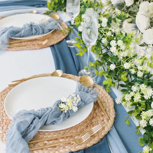 6FT Eucalyptus Garland with Flowers, 4 Pack Greenery Hanging Summer Eucalyptus Garland Suitable for Table Wedding Backdrop Arch Wall Party Thanksgiving UV Protected Indoor Outdoor Decorations - size: 4 Pack