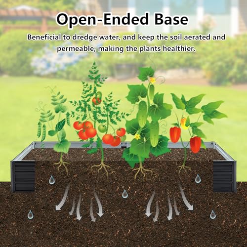 Thanaddo Galvanized Raised Garden Bed 8x4x1ft Outdoor Planter Box Galvanized Steel Garden Bed Kit for Vegetables, Flowers, Herbs and Succulents Black - size: 8x4x1 ft