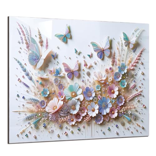 DAIFURONGE Butterfly Tempered Glass Backsplash for Kitchen, 30" x24'' | Frameless, Easy to Cleansplash - size: 30"L x 24"W