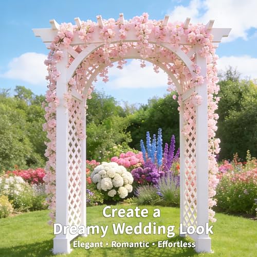 Pink Cherry Blossom Garland, 2‑Pack – 6FT Artificial Silk Flower Vines for Wedding, Party, Arch, Wall & Living Room Décor, Indoor/Outdoor - size: 6FT-Pink