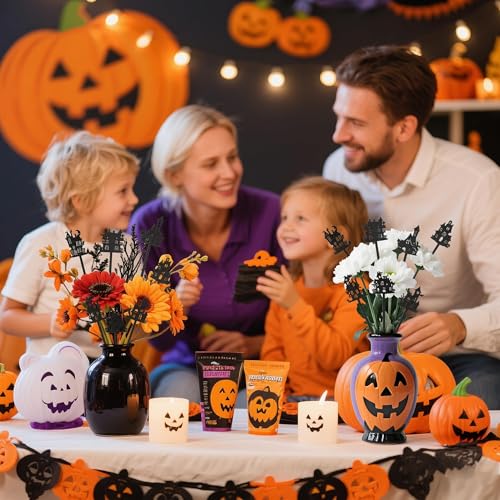 TICIAGA Halloween House Wooden Picks - 14PCS Haunted House Double-sided Decorative Pick for Home Vase Filler Wood Silhouette Black Pumpkin Boo Ghost House Floral for Halloween Party Home Kitchen Decor - color: Halloween House