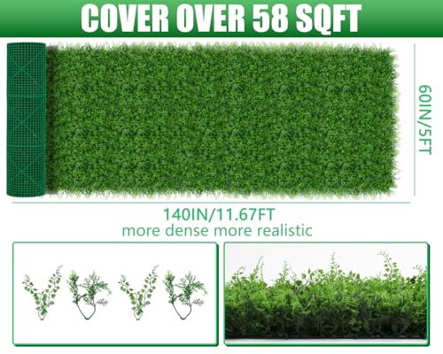 Grooy 60"x140"(58 SQFT) Artificial Hedge Grass Wall Roll Panels, Green Wall Panels, Plant Wall, Greenery Wall Backdrop, UV Protected Privacy Fence Screen for Outdoor Indoor Wedding Décor - color: Fern, size: 60''x140''