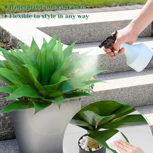 2 Pack Artificial Agave Plants 28 Inch Large Size Faux Succulent Stems Outdoor Decorating Realistic UV Resistant Tropical Plant Plantas Artificiales Decorativas Grandes - 29 Leaves, Dark Green - color: Green, size: 28"- 2pcs