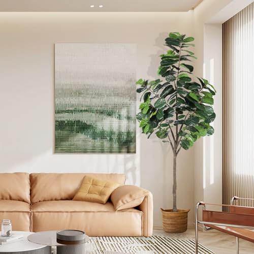 LYERSE 8ft(96in) Fiddle Leaf Fig Tree Artificial - Tall Faux Fiddle Leaf Fig Tree - Fake Fig Plant with Realistic Texture for Indoor Outdoor Modern Home House Office - size: 8ft