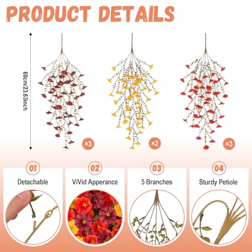 INXUGAO 8 PCS Fake Fall Flowers Artificial Faux Plants for Outdoor Decor | UV Resistant Realistic Home Outside Indoor Patio Front Porch Planter Garden Balcony Yard Window Box Orange Brown Yellow - color: Orange Yellow Brown