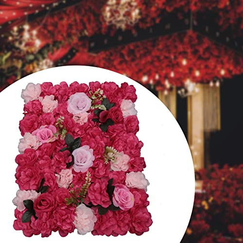 12 Pcs Artificial Flower Wall Panels, 24"x16" 3D Pink Silk Dahlia Hydrangea Rose Flowers Wall Backdrop Artificial Silk Fabric Flower Banquet Wedding Party Decor for Stage Background (Type 3) - color: Type 3