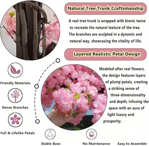 Artificial Cherry Blossom Tree, Faux Pink Cherry Blossom Handmade Decorative Tree for Indoor Outdoor Wedding Event Party Restaurant,8.2x8.2ft - size: 8.2x8.2ft