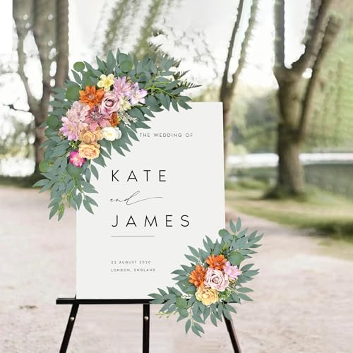 Wedding Arch Faux Flowers Set of 2, Pinkish Purple Artificial Flower for DIY Wedding Arch Decorations Welcome Signs, Reception Photo Backdrop Decor (Pinkish Purple) - color: Pinkish Purple