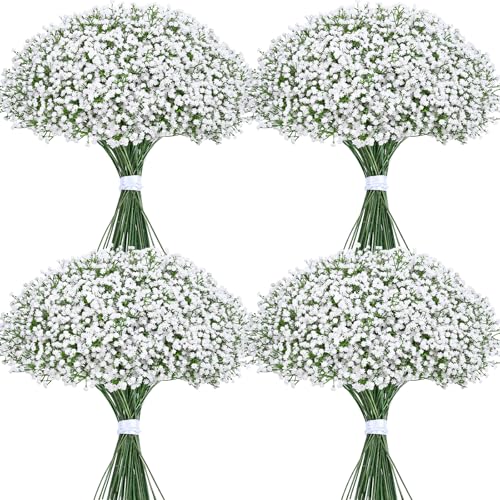 Yastouay Babys Breath Artificial Flowers, 30Pcs Fake White Babys Breath Flowers Artificial Bulk, Real Touch Faux Babies Breath Gypsophila Bouquet for Wedding Floral Arrangement Party Decor - color: White, size: 30 Pcs