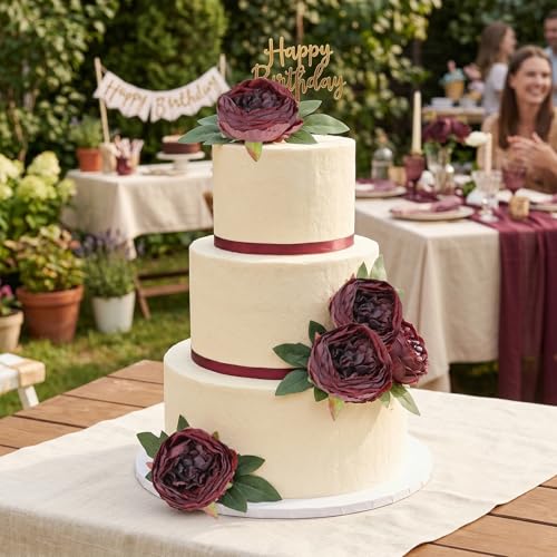 6PCS Peonies Artificial Flowers 19.7" Vintage Fake Flowers Silk Faux Peony Flowers Stems for Wedding Bridal Bouquet Party Office Home Floral Arrangements (Fuchsia) - color: Fuchsia