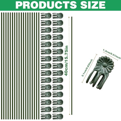 50Pcs Plant Stake Clip Set Green, Plant Sticks Supplies Support Tall, Useful Support Clips, Fine Workmanship Allow Bending Suitable for Various Plant Pots Indoors and Outdoors - color: 50Pcs