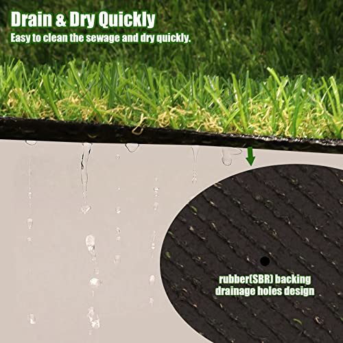 Heyroll Realistic Artificial Turf Grass, 3 FT X 5 FT Artificial Synthetic Fake Grass, 20MM Green Turf Rug Pet Dogs Lawn Mat with Drainage Holes for Indoor Outdoor Patio Garden Landscape/Custom Size - size: 3x5FT