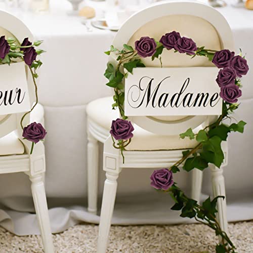 IPOPU Foam Roses Artificial Flowers,100Pcs Stemless Plum Foam Fake Roses Heads 3inch Faux Flower for DIY Crafts, Wall Decorations, Wedding Centerpieces Bouquets, Bridal Shower, Party Home Decor(Plum) - color: Plum