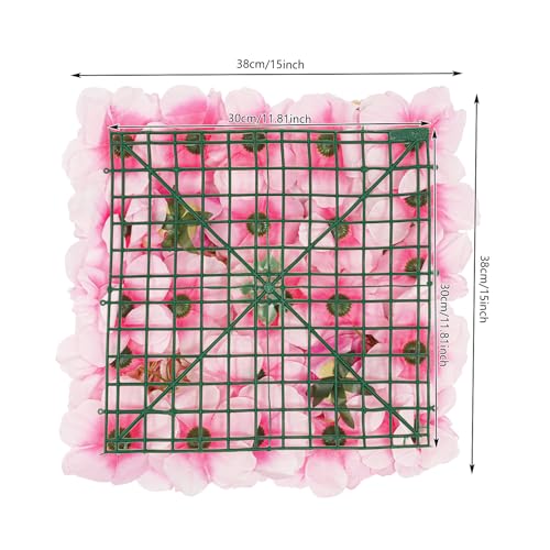 12Pcs Artificial Flower Wall Panel 3D Floral Backdrop Walls 15" X 15" Flower Wall Decor Flower Backdrop Faux Rose Panel for Party Home Background-Champagne, Purple - color: Pink