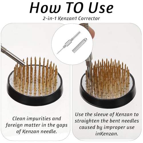 Kenaoeoe Ikebana Vases Set Ceramic Flower Frog Vase Kit with 1.8 Inch Ikebana Vases and Needle Straightening Tool for Japanese Floral Arrangements