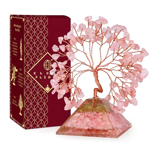 Rose Quartz Crystal Tree Good Luck Birthday Gifts for Women Mom Friends Sister Home and Office Desk Decor, Pyramid Base Reiki Healing Stones Chakra Tree of Life for Positive Energy, Money, Sucess - color: Pyramid Base Rose Quartz Crystal Tree