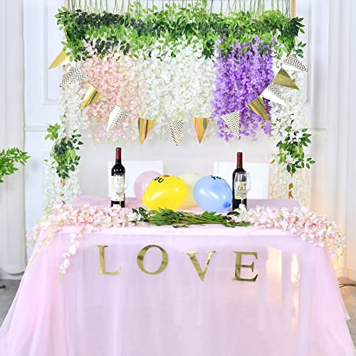 BLEUM CADE 36Pcs White & Pink Fake Wisteria Hanging Flowers, 3.6Ft/Pcs Artificial Wisteria Garland, Hanging Flowers for Wedding Party Home Backdrop Wall Decoration - color: White & Pink, size: 36pcs