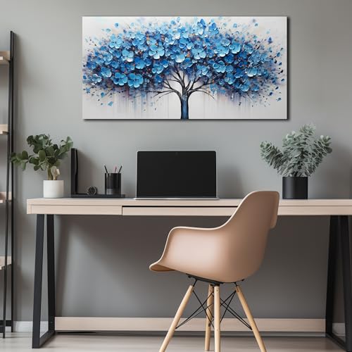 Tree of Life Wall Art for Bedroom Blue Wall Decor for Living Room Tree Prints Picture Decor 20 x 40 Inch - color: Blue, size: 40"L x 20"W