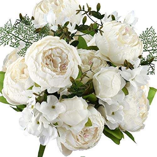 FiveSeasonStuff Vintage Artificial Peonies Silk Peony Flowers and Hydrangeas for Wedding Bridal Home Décor – Beautiful Floral Centerpiece Arrangement Decoration with 2 Bouquets (Chestnut Beige) - color: Chestnut Beige