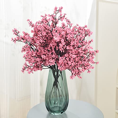 15PCS Artificial Baby Breath Flowers Fake Silk Real Touch DIY Floral Bouquets Decor Wedding Party Decoration Arrangements-Hot Pink - color: 15pcs-hot Pink
