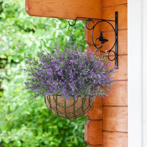 42 Pcs Fake Lavender Flowers Outdoor UV Resistant Faux Plastic Lavender Flowers No Fade Artificial Lavender Purple Plants for Outside Garden Porch Window Box Hanging Planter Decor (Purple) - color: Purple, size: 42 Pcs