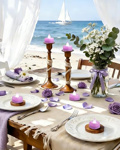 Amagic 1000 Pieces Light Purple Artificial Rose Petals with 12 Light Purple LED Tea Lights, Rose Petals and Candles Set for Proposal, Anniversary, Romantic Night, Wedding Decor - color: 12 Pcs Light Purple Candles + 1000 Pcs Light Purple Petals