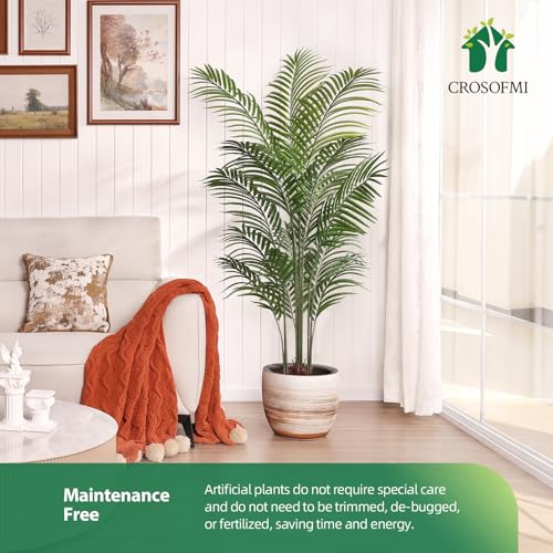 Artificial Palm Tree 5.5Ft Faux Dypsis Lutescens - Tall Fake Plant with Adjustable Branches, No Maintenance, Tropical Tree for Indoor Decor - Ideal for Living Room, Office, Bedroom, Commercial Spaces - size: 5ft 6in