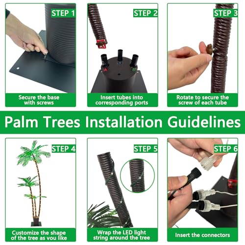 SOSHOT 6FT Lighted Artificial Palm Tree with Three Trunks and Upgraded 260 LED Lights - Outdoor/Indoor Use, Perfect for Tiki Bars, Patios, Homes, Offices, Beaches, Yards Pool and Cruise Party - style: 6FT Upgraded Electric