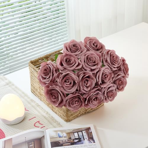 100 Pcs Artificial Roses Bulk Silk Dusty Rose Roses for Wedding Centerpieces Bridal Bouquet Mohter's Day Valentine's Day Floral Arrangement Event Party Home Decor - color: Dustyrose