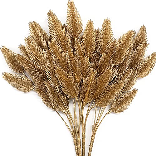 CATTREE Artificial Gold Plants Plastic Fake Grass Faux Shrubs Simulation Bushes Home Indoor Outdoor Garden Leaves Wedding Festival Decoration Hall Table Planter Filler – Golden Pine Cones 4 Pack - color: Golde Pine Cones - 4 Pcs