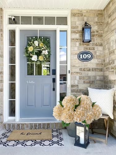 ZYTUYO 5 Pcs Champagne Yellow Silk Hydrangeas Artificial Flower Boho Dried Touch Hydrangeas 20'' Faux for Fall Home Decor Kitchen Living Room Porch Wreath Xmas Wedding Flower Arrangement - color: Champagne Yellow