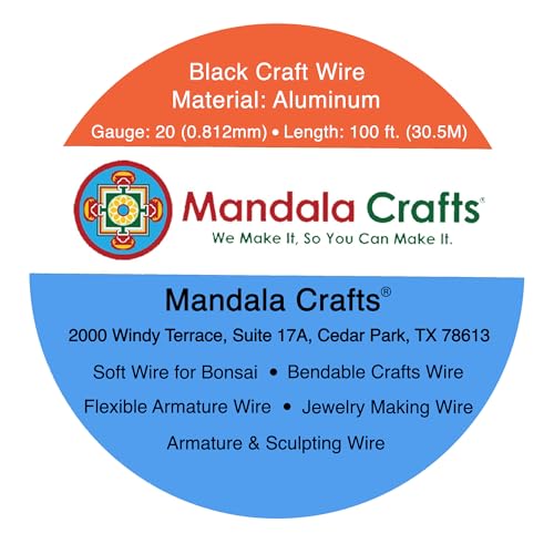 Mandala Crafts 12 14 16 18 20 22 Gauge Anodized Jewelry Making Beading Floral Colored Aluminum Craft Wire (20 Gauge, Black) - color: Black, size: 20 Gauge