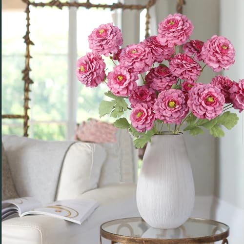 3 Pcs Artificial Flowers Spring Summer Rose Red Zinnia Silk Flowers with Long Stems Zinnia Elegans Artificial Flowers for Outdoors Floral Arrangements Table Centerpieces Wedding Party Home Decor - color: Rose Red