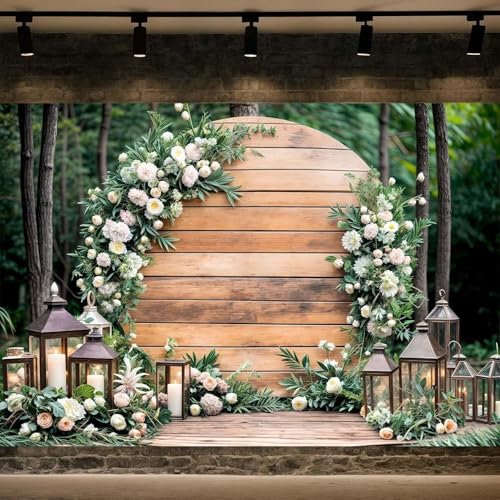6X4ft Floral Wedding Photography Backdrop Vintage Wood Arch with White Pink Roses Bridal Newborn Birthday Party Decor Props for Studio Photo Shoots Anniversaries - color: Multi9, size: 6X4ft