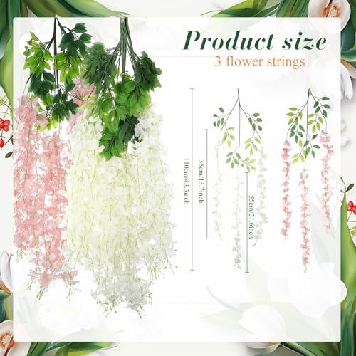 54 Pack Greenery Backdrop with Flowers Include 18 Pcs 16" x 24" Grass Wall Panels Artificial Hedge Boxwood Panels 36 Pcs 3.6 Feet Wisteria Hanging Flowers Garland for Wedding Summer(Light Pink) - color: Light Pink