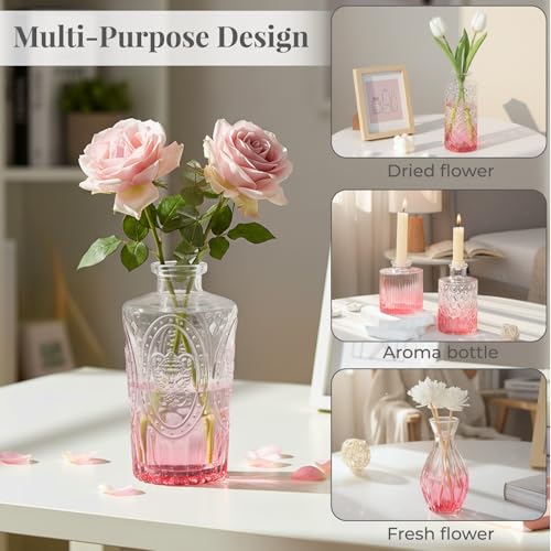 BEAHOT Bud Vase in Bulk - Flower Vases for Wedding Decorations, Glass Vase for Table Decorations, Small Vase for Home, Mother's Day, Centerpieces, Party, Office (32pack,Pink Gradient) - color: Pink-gradient