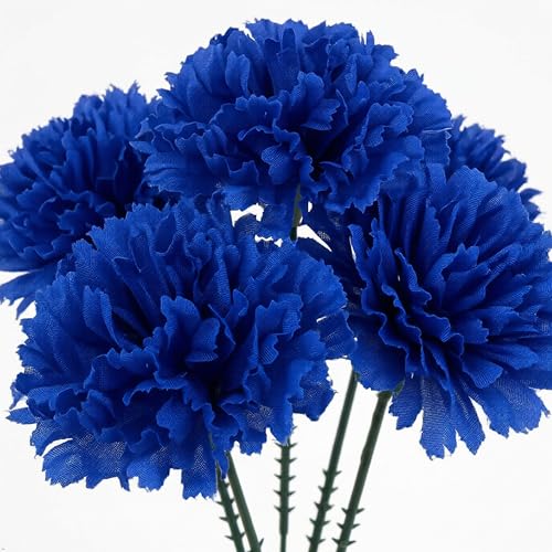 Larksilk 500 Pack Royal Blue Carnations Artificial Flowers, Silk Heads | Bulk 500 royal blue silk carnation heads on 5in wired stems for wedding centerpieces, bouquets, arches & DIY crafts - color: Royal, size: 500