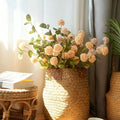 Artificial Petunia Arrangement,Weather Resistant Polyester, 12bunches Artificial Flowers Mixed Blooms, Indoor Outdoor Hanging Basket for Home Patio Garden - color: Autumn Yellow Autumn White+green Eucalyptus