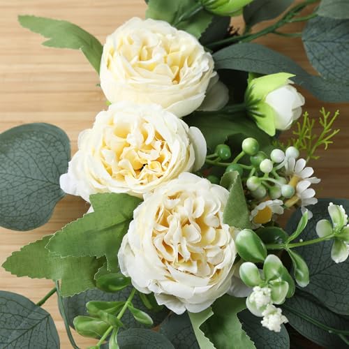 H&W 2pcs Small Size Artificial Wedding Arch Flowers for Wedding Sign, Floral Swag Dusty Decor for Reception Ceremony Backdrop Sweetheart Table (Champagne Colored Peony) - color: Champagne Colored Peony