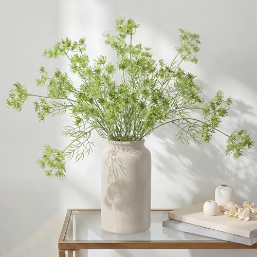 4 Pcs Artificial Queen Anne's Lace Stems 28.7 Inch Faux Ammi Majus Flowers Branches Faux Queen Anne's Lace Flowers Fake Carrot Floral Stems for Vase Bouquets Wedding Home Decor(Green) - color: Green