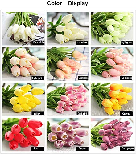 30 pcs Real-Touch Artificial Tulip Flowers Home Wedding Party Decor (Dark Pink) - color: Dark Pink