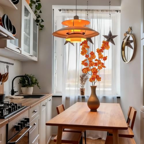 2 Pcs Artificial Cherry Blossom Flowers Branches 41" Faux Cherry Blossom Long Stem Orange Silk Cherry Blossom Tree Tall Fake Flower Arrangement for Home Wedding Centerpieces Spring Indoor Decor - color: Orange