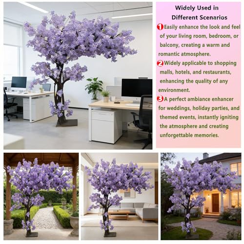 10FT Artificial Cherry Blossom Trees Large Purple for Home Decor Indoor Outdoor,Arbol De Cerezo Artificial Grande,Faux Fake Cherry Blossom Tree for Garden Party Wedding - color: Purple, size: 10x8.2ft