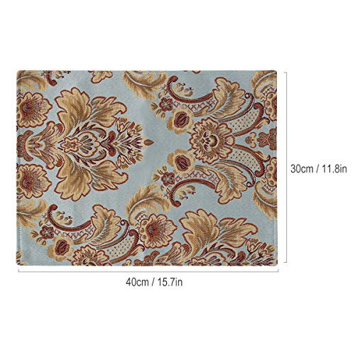 kilofly 6pc Elegant Floral Brocade Jacquard Table Placemats (11.8 x 15.7 in) - color: Blue, size: 11.8*15.7 inch