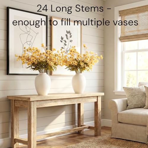 24pcs Faux Yellow Spring flowers With Stems, 23" Realistic Wildflowers Artificial Long Floral for Home Office Decor, Spring Table Centerpiece, Yellow Flowers Arrangements, Modern Farmhouse Decor - color: Yellow Wild