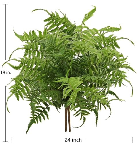 GnFlus 19" Artificial Boston Fern Plants Large Fake Greenery Shrubs 2 Pcs UV Resistant Faux Plant Bushes for Home Garden Office Farmhouse Indoor Outdoor Decor, Green - color: Greenery-2