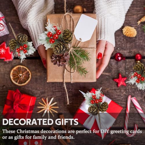 20PCS Christmas Floral Picks, Artificial Christmas Tree Picks and Sprays, Faux Cedar Pine Needles Branches with Red Berry Stems and Pine Cones for Crafts DIY Garland Holiday Wreath - size: 20PC Pine Picks