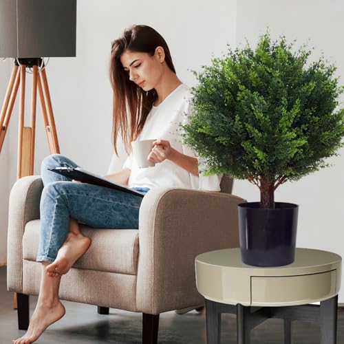 Artificial Cedar Tree - 2pcs Faux Shrub Plants, Hand Trimmed, UV Resistant, Low Maintenance, Suitable for Indoor and Outdoor Decoration (16.5 inches) - size: 16.5in