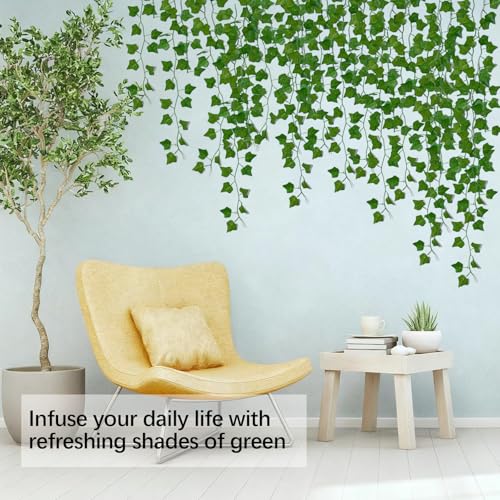 50 Pack 375 Feet Fake Vines for Room Decor Artificial lvy Greenery Garland Vine Leaves, Leaf Plants Flowers Foliage for Bedroom,Garden Wall.Decor Indoor Outdoor - size: 375FT 50PCS Vines